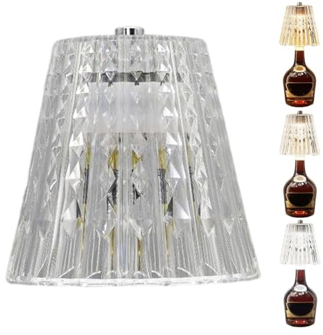 Dopsyesn Wireless Bottle Lamp Shade, Cordless 3-Color Touch Dimming Lampshade, Wireless Rechargeable LED,Liquor Bottle Top Light for Home Bedroom Living Room