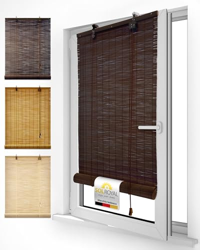 Sol Royal Bambusrollo ohne Bohren mit Klemmfix & Kindersicherung Holzrollo | 130 breit 130x160cm Braun Sichtschutz Rollo Raffrollo Bambus Jalousien innen & außen für Fenster und Türen Holzjalousie B86