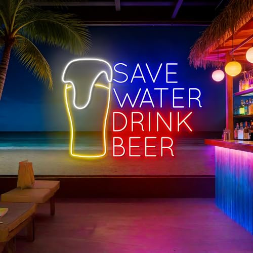 Save Water Drink Beer Neon Sign, Beer Led Signs, Bar Pub Wall Art