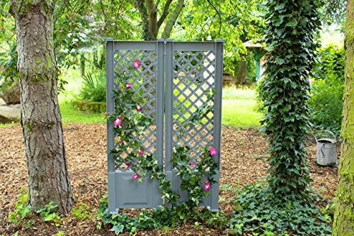 KHW Rankgitter/Spalier, 43 cm mit Erdspießen, 2er Set, grau, 86x6x137 cm, 37822