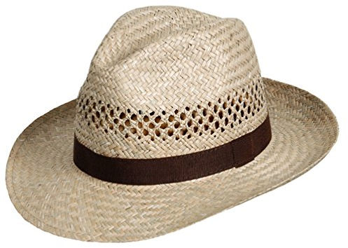 WEROR Herren Damen Strohhut Hut Sommerhut Sonnenhut Fedora 9.1 (61, Natur)