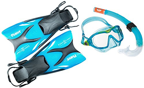 Schnorchel Set für Kinder Aqualung - bestehend aus Flossen Schnorchel Tauchmaske (exklusiv Aqua transparent, 27-32)