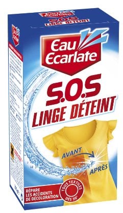 Eau Ecarlate Accident de Décoloration – Sos Linge Déteint Rénovateur Poudre (200g) – Répare les accidents de décoloration et ravive les couleurs