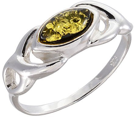 HolidayGiftShops Ring aus Sterlingsilber und baltischem grünem Bernstein Lucy Größe: 7,5