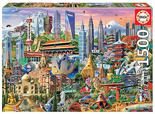 Educa 17979, Wahrzeichen Asiens, 1500 Teile Puzzle für Erwachsene und Kinder ab 12 Jahren, Reisen, Sehenswürdigkeiten