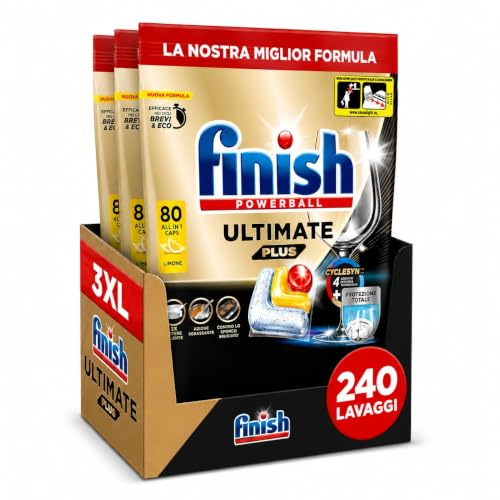 Finish Ultimate PLUS Pastiglie Lavastoviglie al Limone (240 capsule)