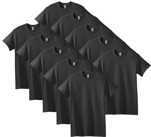 Gildan Heavy Cotton T-Shirt, Style G5000, Multipack, Black, 3XL (Pack of 10)