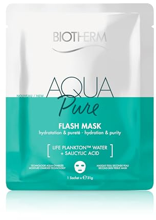 Biotherm Aqua Super MaskTuchmaske, feuchtigkeitsspendende Gesichtsmaske mit Life Plankton und Salicylsäure, pflegende Tuchmaske für ein gestärktes und hydratisiertes Hautgefühl, 1x 31 g