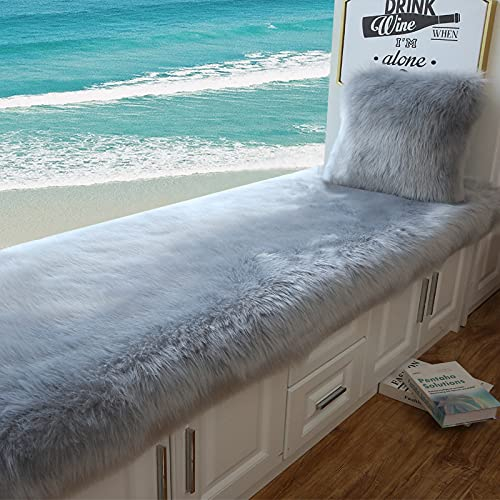 MOTT Luxuriöser flauschiger Kunstfell-Teppich, Erkerfensterkissen, rutschfester Teppich für Schlafzimmer, Wohnzimmer, Kiitchen, Sofa, Bodenteppich, weiches Sitzkissen, waschbar