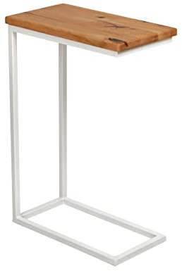 BestLoft.de Kleiner Beistelltisch Couch Schwarz Weiß Holz Laptoptisch C Form Sofatisch Side Table Tabletttisch Eiche Bed Table Nachttisch hoch Laptoptisch für Couch Kleiner Wohnzimmertisch (CWH-W)