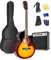 MAX Guitarra Acústica Eléctrica Sunburst - Set Completo con Amplificador 40W, Funda, Afinador Digital, Correa, Púas y Cuerdas de Repuesto - Perfecta para Principiantes y Profesionales