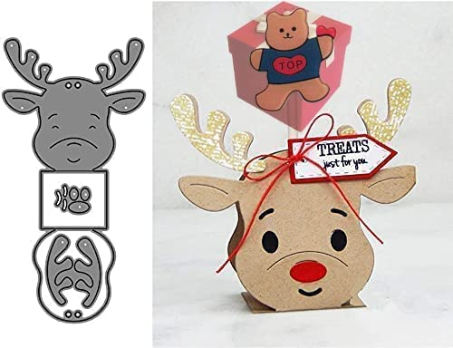 Stanzform zur Kartengestaltung in Weihnachts-Rentier-Design, Schablonen für Bastelarbeiten, Scrapbooking, Fotoalbum, dekorative Prägepapier-Stanzschablonen, als Vorlage und niedliche Brosche
