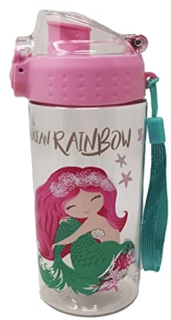 Theonoi Botella de agua a prueba de fugas para niños, irrompible, ligera, de Tritan sin BPA, 500 ml, para escuela, guardería, deportes (sirena)