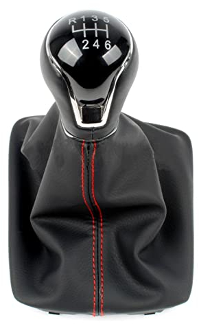 Tsgmnol Pomos para Palanca de Coche para Seat para Leon III 3 MK3 5F 2012-2016 2017 Caja De Cambios Manual Coche 5/6 Perilla Palanca De Cambios De Velocidad Manija con Bota De Cuero PU
