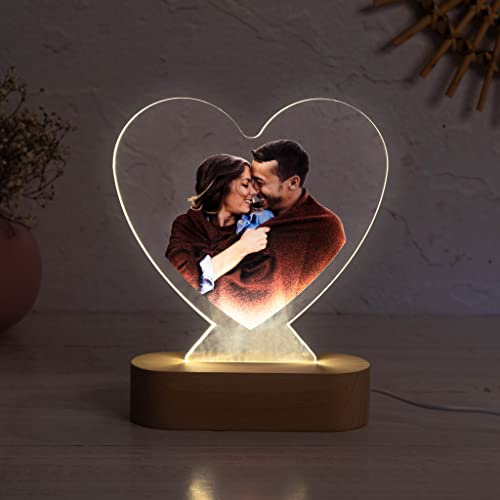 Wanapix | Placa de Luz Personalizada con Foto | Lámpara 3D un Regalo Original para Día de San Valentín, Aniversario, Cumpleaños | Sin Pilas, Incluye Cable USB | Luz LED Blanca | 100% Personalizado