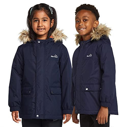 Peter Storm Kids’ Waterproof Parka II Jacket with Adjustable Hood & Detachable Faux Fur Trim, Insulated & Windproof Winter Coat for Boys & Girls (UK, Age, 11 Years, 12 Years, Regular, Navy)