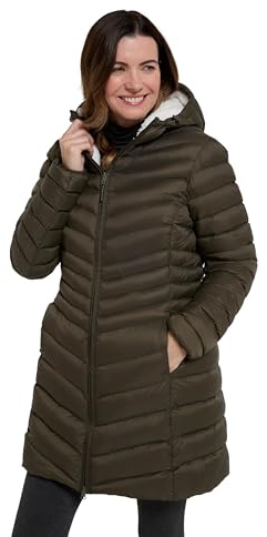 Mountain Warehouse Florence Womens Fur Lined Padded Jacket - Thermal tested -40°C Puffer Coat with Microfibre Insulation - Autumn, Winter, Outdoors & Travelling Khaki Women's Size 20