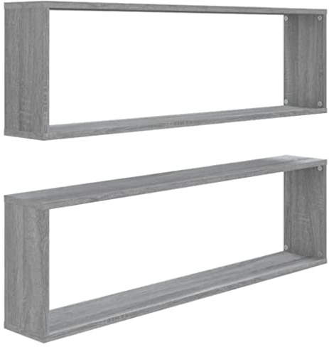vidaXL Wall Cube Shelves 2 pcs Grey Sonoma 100x15x30 cm Engineered Wood