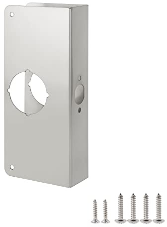 NAUBEA Door Reinforcement Plate, Stainless Steel, Fits 1-3/4 Doors, 2-3/8 Backset, Lock and Door Reinforcer Security, Door Knob/Lock/Latch/Deadbolt Cover Plate, Reinforce and Repair Wood/Metal Doors