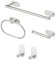 Sarsumir Accessori Bagno Set Di 5 - Porta Asciugamani Bagno Adesivo, Porta Carta Igienica, Anello Portasciugamani, Ganci Adesivi, Argento