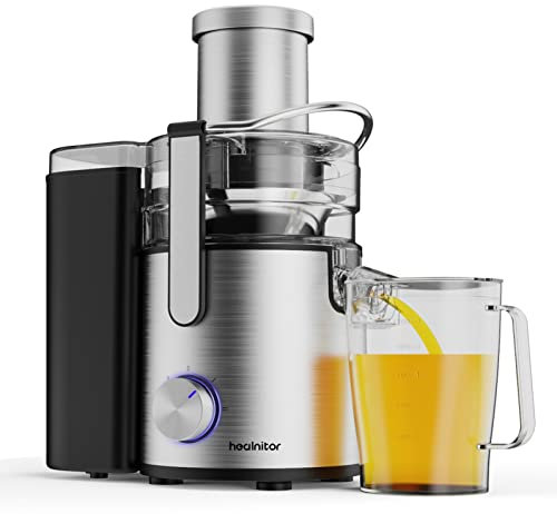 Healnitor 1000W 3-Speed LED Centrifugal Juicer Machines Vegetable and Fruit, 3.5 Big Wide Chute, Easy Clean, High Juice Yield, BPA Free, Stainless Steel