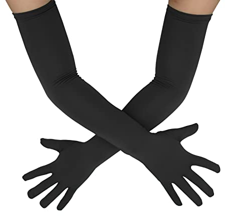 Sheface Lange Handschuhe für Herren und Damen, 55,9 cm, Spandex, dehnbar, Kostümhandschuhe, Bankett, Party, Hochzeit, Handschuhe, Schwarz, Einheitsgröße