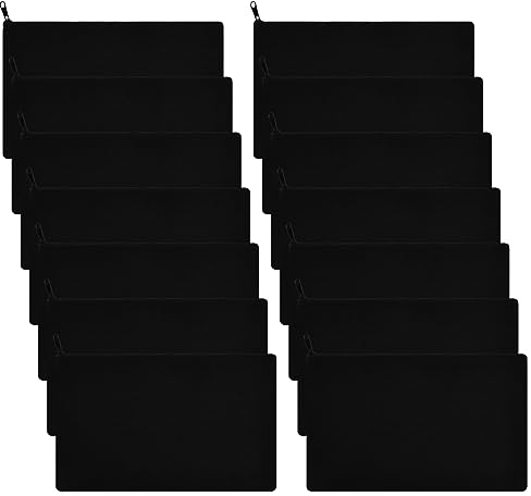 14 Stück 21x13cm Schwarz Segeltuch Kosmetiktasche, DIY Segeltuch Leinen Mäppchen, Blanko Stoff Federmäppchen, Blank Canvas Pencil Bags Cosmetic Bag, Schlampermäppchen für Reise Kosmetik Schreibwaren