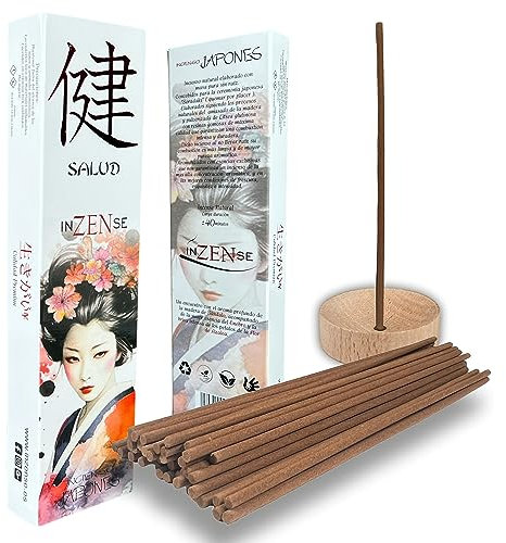 INZENSE- Varillas inciensos Naturales japones - Pack 50 Incienso Natural Larga duración - sin toxicos - Regalo Soporte Quemador incensario - Incense para Meditación y energia Relajante- Salud.