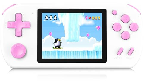 KAVOYI Console de Jeux Portables pour Enfants avec 218 Jeux Vidéo Rétro, Console Retrogaming avec Batterie Rechargeable Écran LCD 3,0, Jouets Électroniques Cadeaux pour Garçons et Filles, Blanc