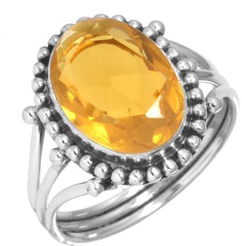 Citrin Quarz Frau Schmuck 925 Sterling Silber Ring Größe 67 (21.3) (99020_CIT_R129)