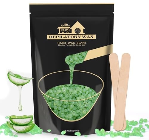 Lifestance Hard Wax Beads 450g, Aloe Vera Wax for Sensitive Skin Hair Removal, Hypoallergenic and Painless for Whole body Waxing