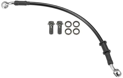 Motoforti Universaler Bremsleitungsschlauch für Motorrad ATV Dirt Bike Motocross, geflochtene hydraulische Bremsleitung, Ölschlauch, 30 cm, langlebig, Metall, schwarz-silberfarben, 1 Satz