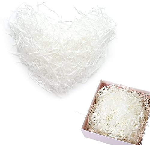LDBKLGHJ 200 gramos Virutas de Papel para Regalos, de Papel Tisú Triturado Relleno de Papel Kraft Triturado, Proporcionar una Buena Decoración y Protección para los Regalos (Blanco)