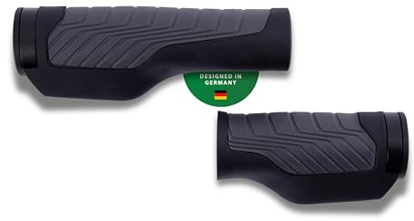 CONTEC Fahrrad-Griff Tour Wing, 133/93 mm, D2-Zweikomponenten, Gummi, Drehgriffschalter, Stoßabsorbierung, Abwaschbar, Inkl. Klemmringe, Schwarz, Paar
