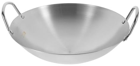 Mikinona Wok De Acero Inoxidable Olla De Cocina Casera Wok Libre Comida Sartén Para Cocinar Sartén Wok Profunda Sartén Wok Cocina Olla De Cocina Olla Wok Profunda Utensilios De