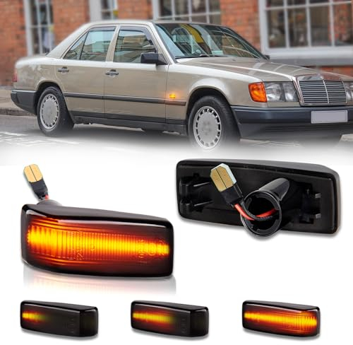 POPMOTORZ LED Blinker Seitenblinker Schwarz mit Canbus Fehlerfrei 2835 SMD für Mercede-s Benz W201 1982-2003 C-Class W202 1993-2001 E-Class W124 1985-2006, 2 Stücke