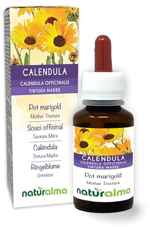 Ringelblume (Calendula officinalis) Köpfchen (Blüten) Alkoholfreier Urtinktur Naturalma - Flüssig-Extrakt Tropfen 60 ml - Nahrungsergänzungsmittel - Veganer