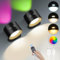 HOTUT Applique Murale Intérieure, 2 Pièces 12 Couleurs Doubles Lumieres Latéraux Rotatifs 360°, Télécommande et Commande Tactile, Lampe Murale avec Minuterie, pour Chevet Chambre Salon Ambiante