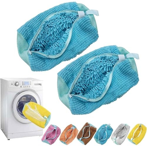2 Schuhwaschbeutel Waschmaschine Schuhbeutel Wäschesack Waschbeutel Schuhe Sneaker Multi Schutz Wäschenetz Selbstreinigende Schuhe Dicker Wäschesack Erhöhte Reibung(Blue)
