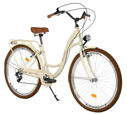 Balticuz OU Komfort Fahrrad, Damenfahrrad, Hollandrad, Citybike, Retro, Vintage, 28 Zoll, Beige-Braun, 7-Gang