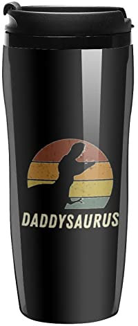 Daddysaurus Daddy Dinosaur Coffee Cup Reusable Travel Mug Double Wall Thermal Insulated with Lid Hot Cold Drinks