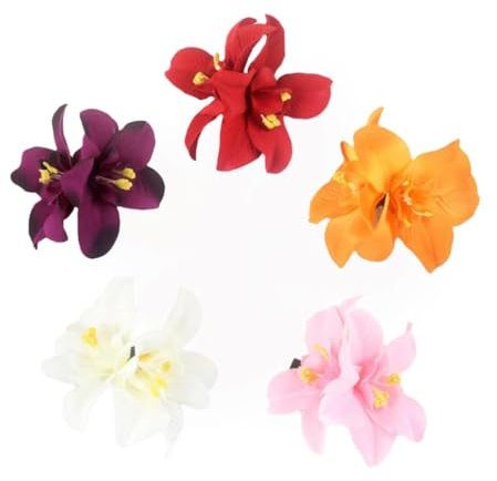 5 x hawaiianische Lilien-Haarspangen für Damen und Mädchen, modische böhmische Blumen, Haarschmuck für Tänzerin, Braut, Hochzeit, Strand, Party