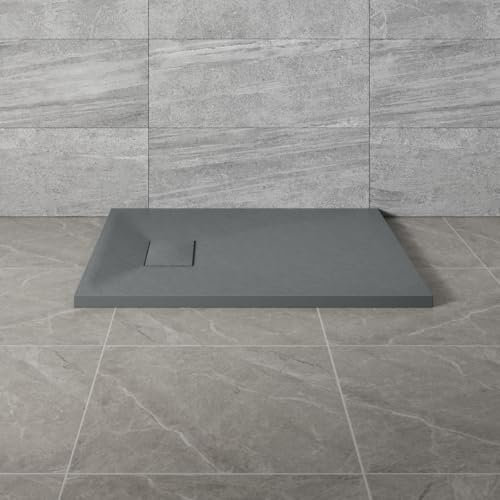 NRG 900x700mm Anthracite SMC Rectangle Shower Tray Slip-Resistance Bathroom Shower Enclosure Base Tray