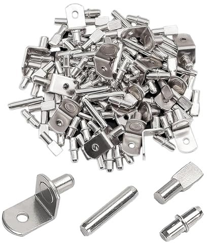 Supporti per Scaffali, Perni 120 Pezzi Perni di Supporto per Mensole, 4 Stili, Placcati in Nichel, Perni per Mensole, Perni per Mobili per Armadietti, Per Mobili, Armadio, Librerie