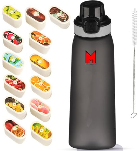 Maestrox Air Water Bottle 700ML with 13 Flavour Pods, Straw, Cleaning Brush Reusable Air Water Bottle BPA Free & Leak Proof Design Portable Tritan Material Zero Sugar For Daily Use