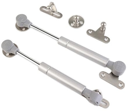 2 Pack Gas Strut Lift Support, 100N Silver Gas Spring Hinge Soft Close Lid Support Flap Door Air Support Rod for Cabinet, Toy Box, Storage Chest (8 Inch)