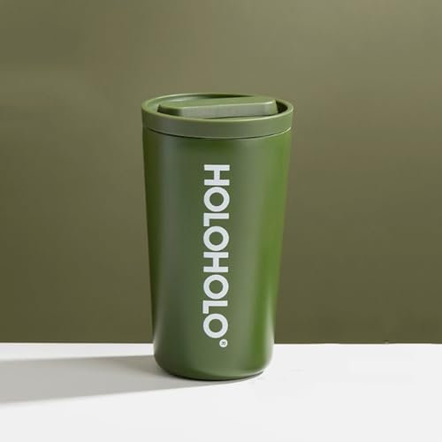 OZWJDY Tazas Thermos - Vaso de café para niñas de 14 onzas, taza Stanley de gran capacidad, acero inoxidable, forro de cerámica, tazas de café para camping, diseño de boca ancha, tazas compactas y