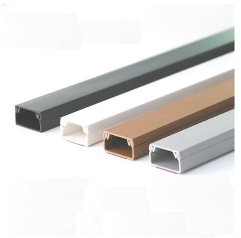 PVC Square Cable Trunking, Hide Wires Self Adhesive Cable Tidy, Cable Management for Home Office, 1M(Grey,24x14mm)
