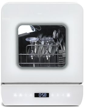 ZealWe Table Top Mini Dishwasher, Countertop Portable Dishwasher with 7 Programs, Touch Control, LED Display, Built-in 4.8L Water Tank, Dual Water Supply Modes for Home Dorm RV