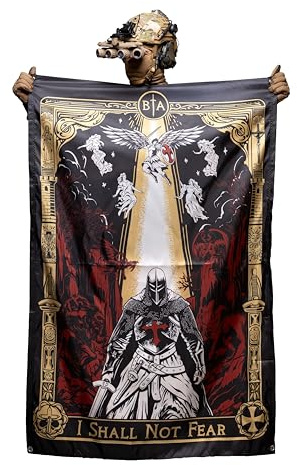 Brothers in Arms - Flagge „No Fear“ – einzigartiges Design – 1m x 1,5m – mit 4 robusten Ösen zum Aufhängen – Perfekt für dein Zimmer, Kaserne & Homegym